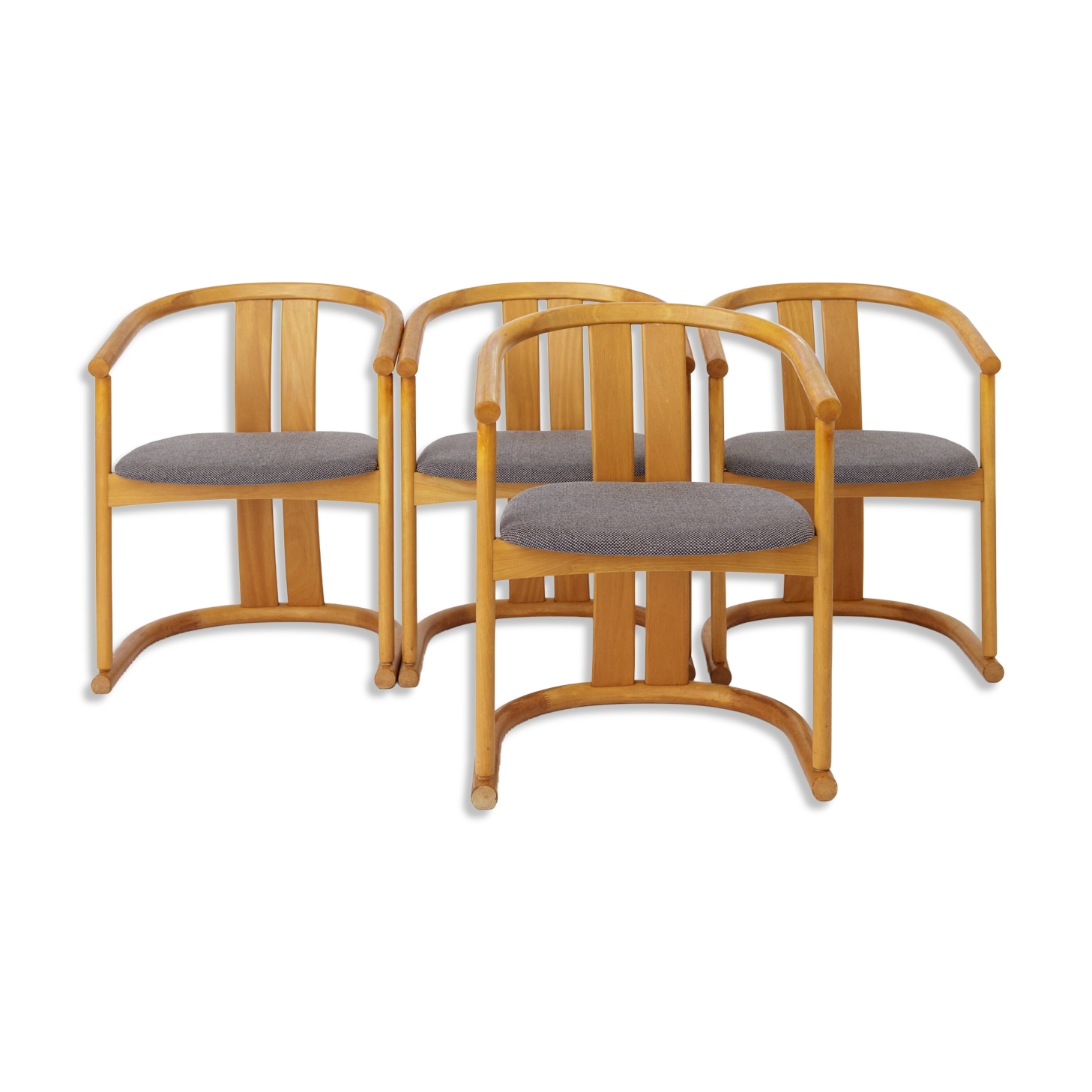 Set of 4 Casala Dining Chairs Beech Wood Germany 1970s Mid Century Modern