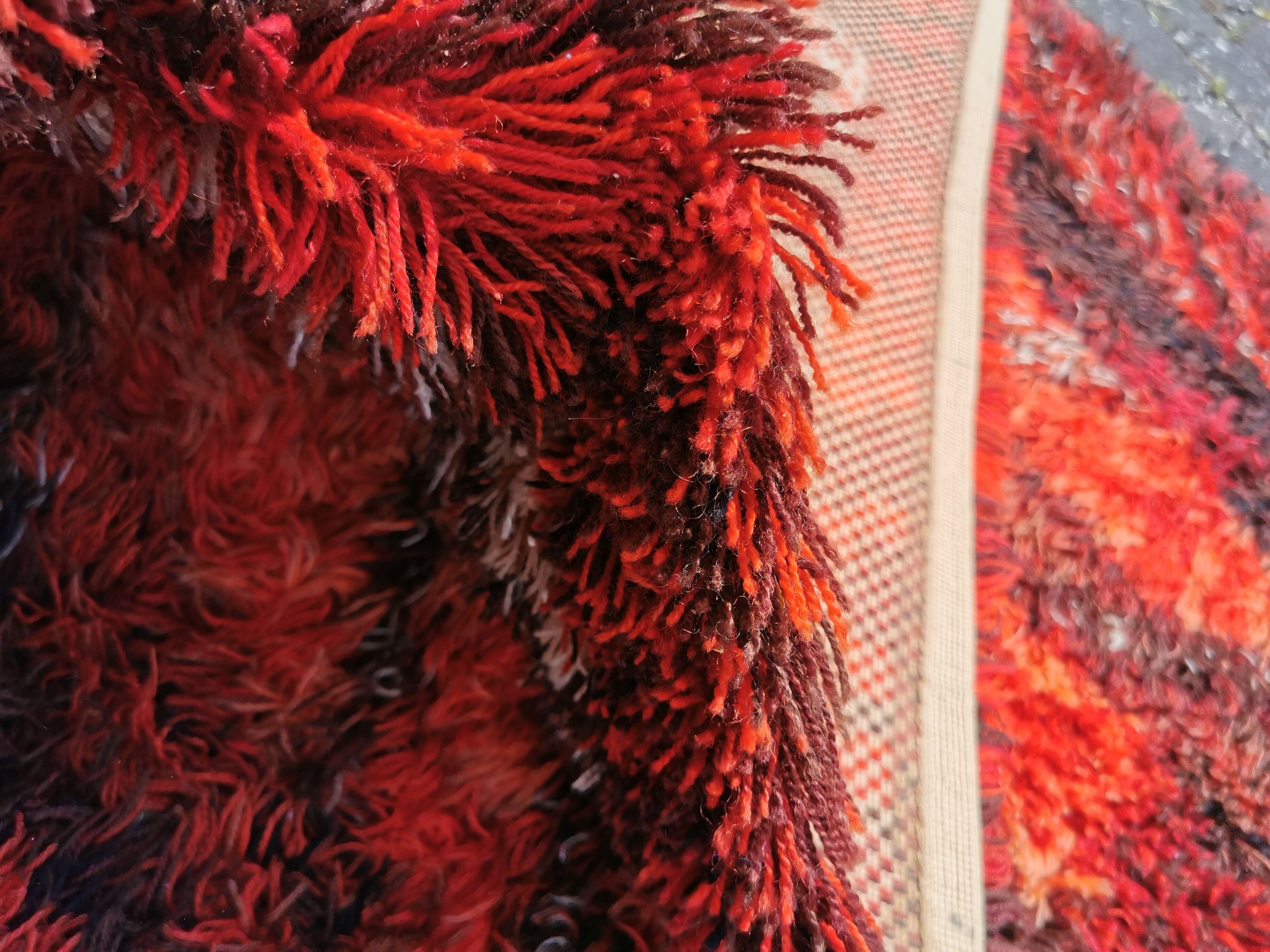 Swedish handmade wool - rya rug. estimated 1960s.