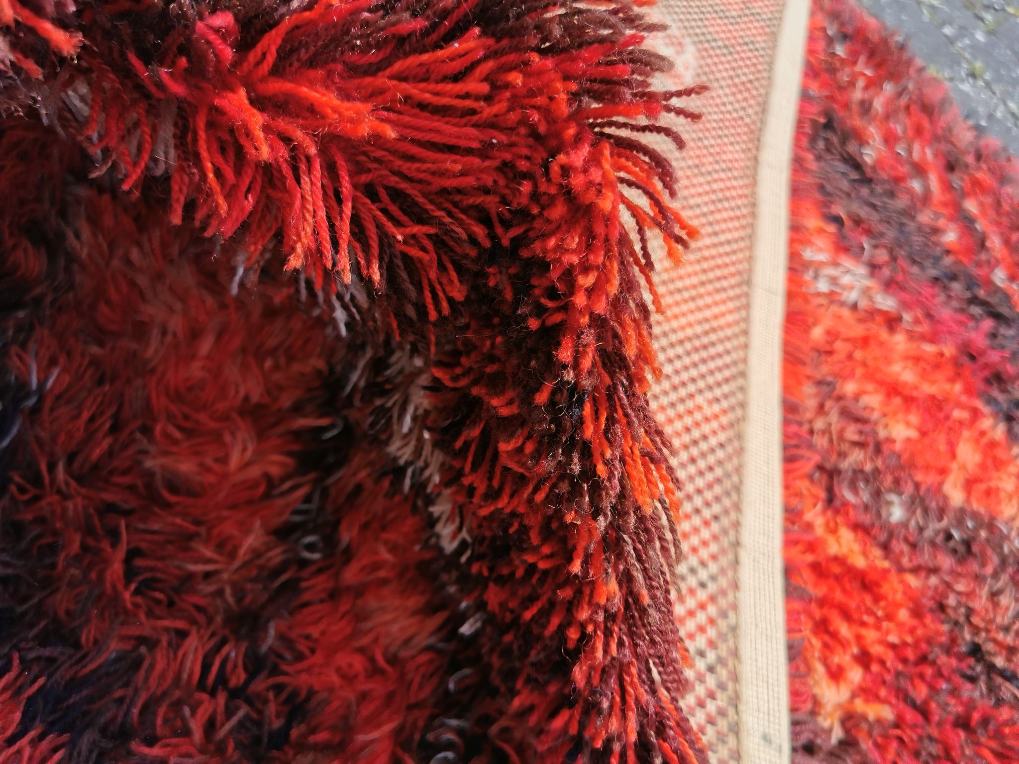 Swedish handmade wool - rya rug. estimated 1960s.