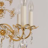 Large flower-shaped chandelier in gilded brass by Palwa, Germany, 1970s.