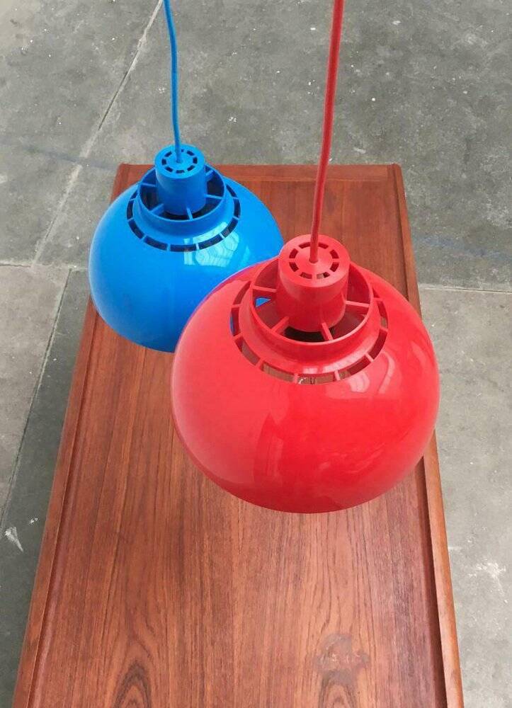 Mid-Century Danish Minisol pendant lamps by K. Kewo for Nordic Solar, 1960s, set of 2