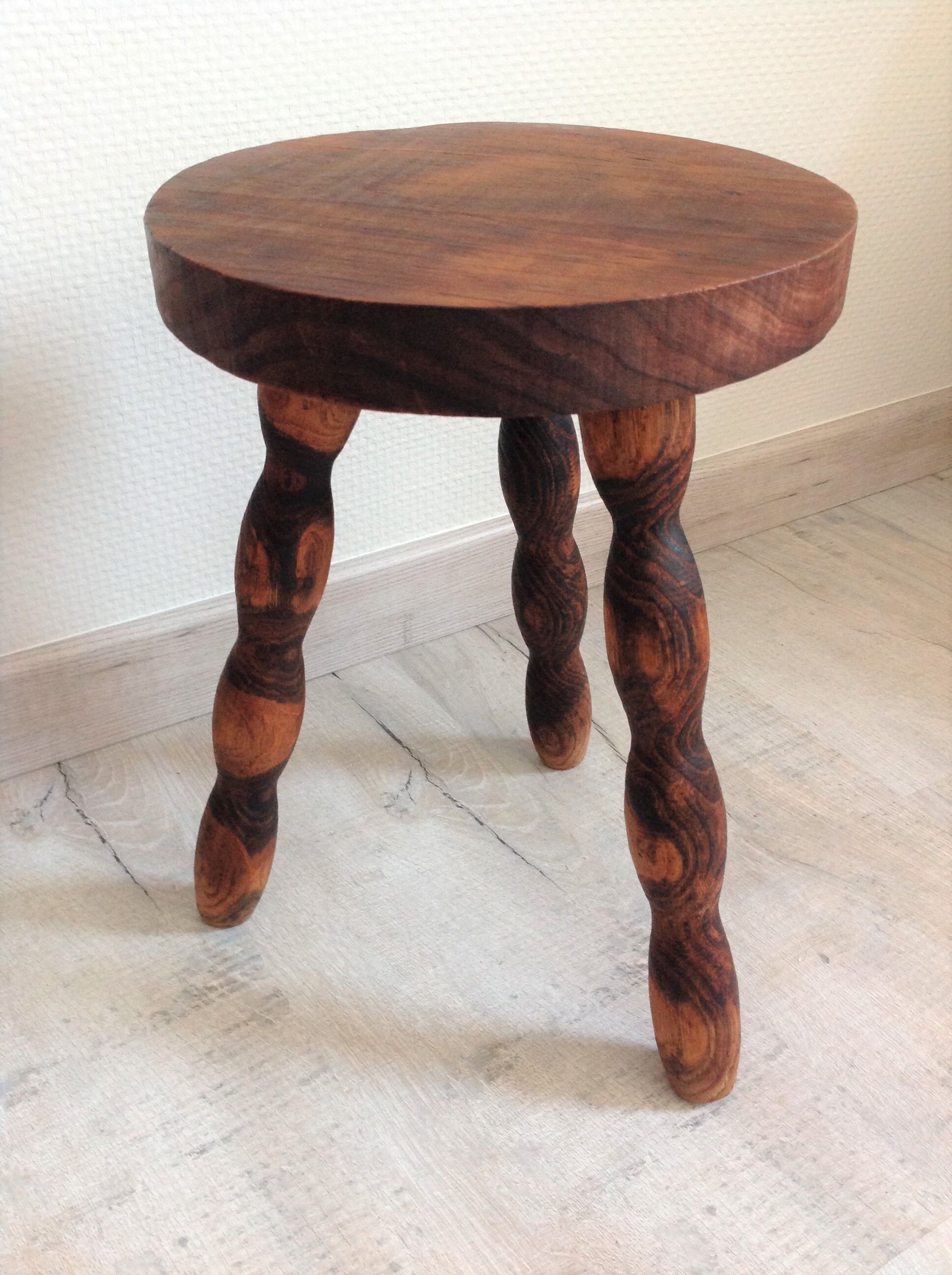 Tripod stool feet "rosary" in vintage wood 60s-70s