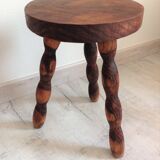 Tripod stool feet "rosary" in vintage wood 60s-70s