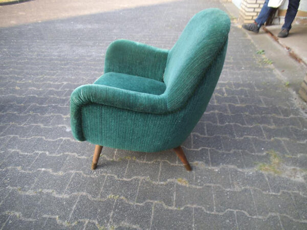 Fauteuil oeuf EGG des années 50-60 en velours marron