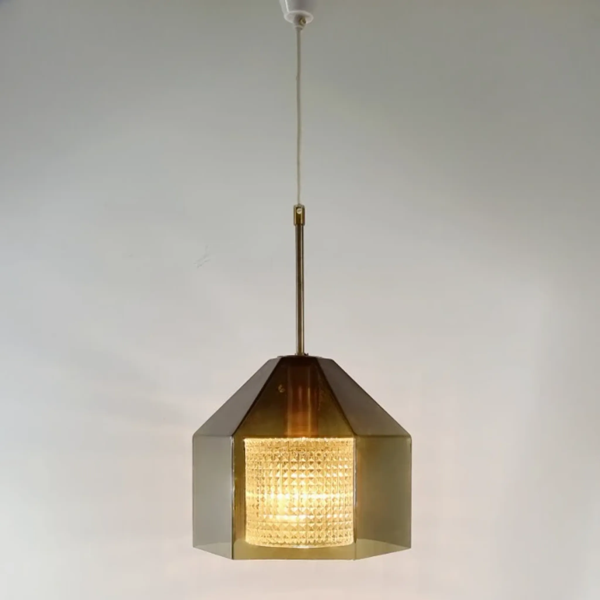 Mid-Century Scandinavian Glass & Brass Ceiling by C. Fagerlund for Orrefors