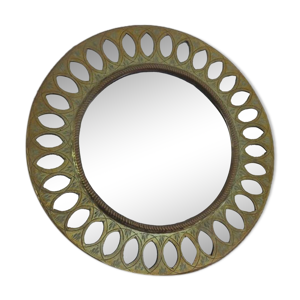 Ancien miroir rond, ethnique,
