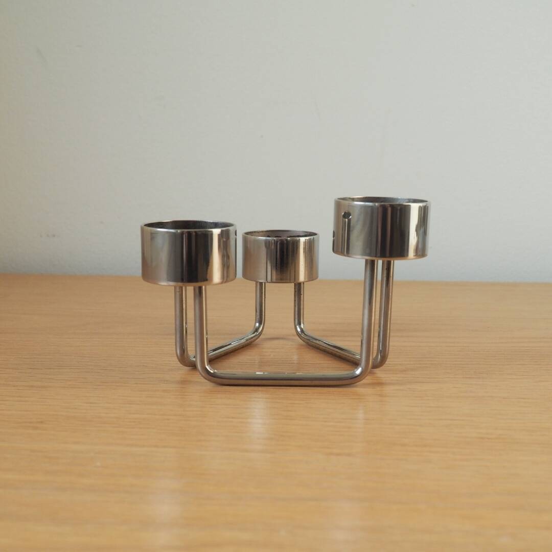 Danish Design - Handmade Steel Tommy Larsen Candle Holders - Design of Denmark, 1970s 1980s