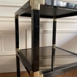 Pair of vintage metal and smoked glass side tables
