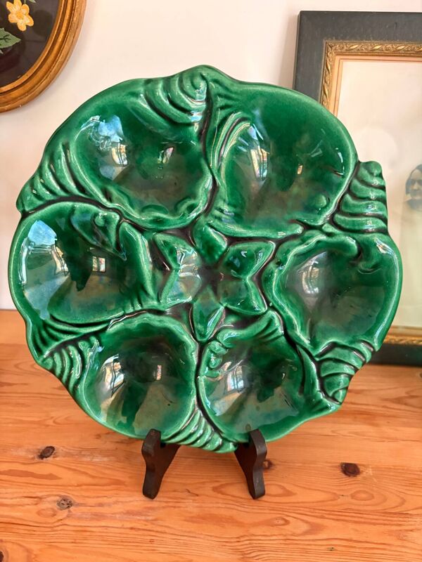 Service à huîtres coquillages Vallauris vintage 60/70 Majolique Modele