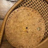 Vintage rattan tennis racket mirror