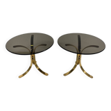 Brass & smoked glass side tables 1960’s