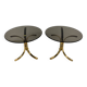 Brass and smoked glass side tables from the 1960s.