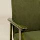 Fauteuil vintage en velours côtelé vert olive, bois vert