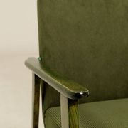 Lounge Chair Vintage Olive Green Corduroy ,Green Wood