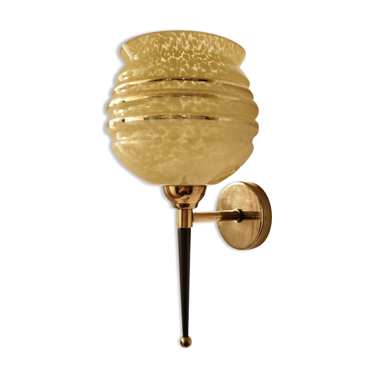 Yellow ochre speckled wall lamp, Clichy opaline, 40s