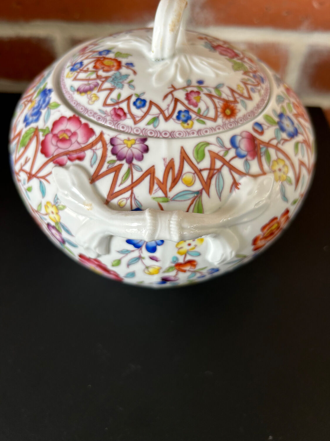 Polychrome sugar bowl Creil and Montereau