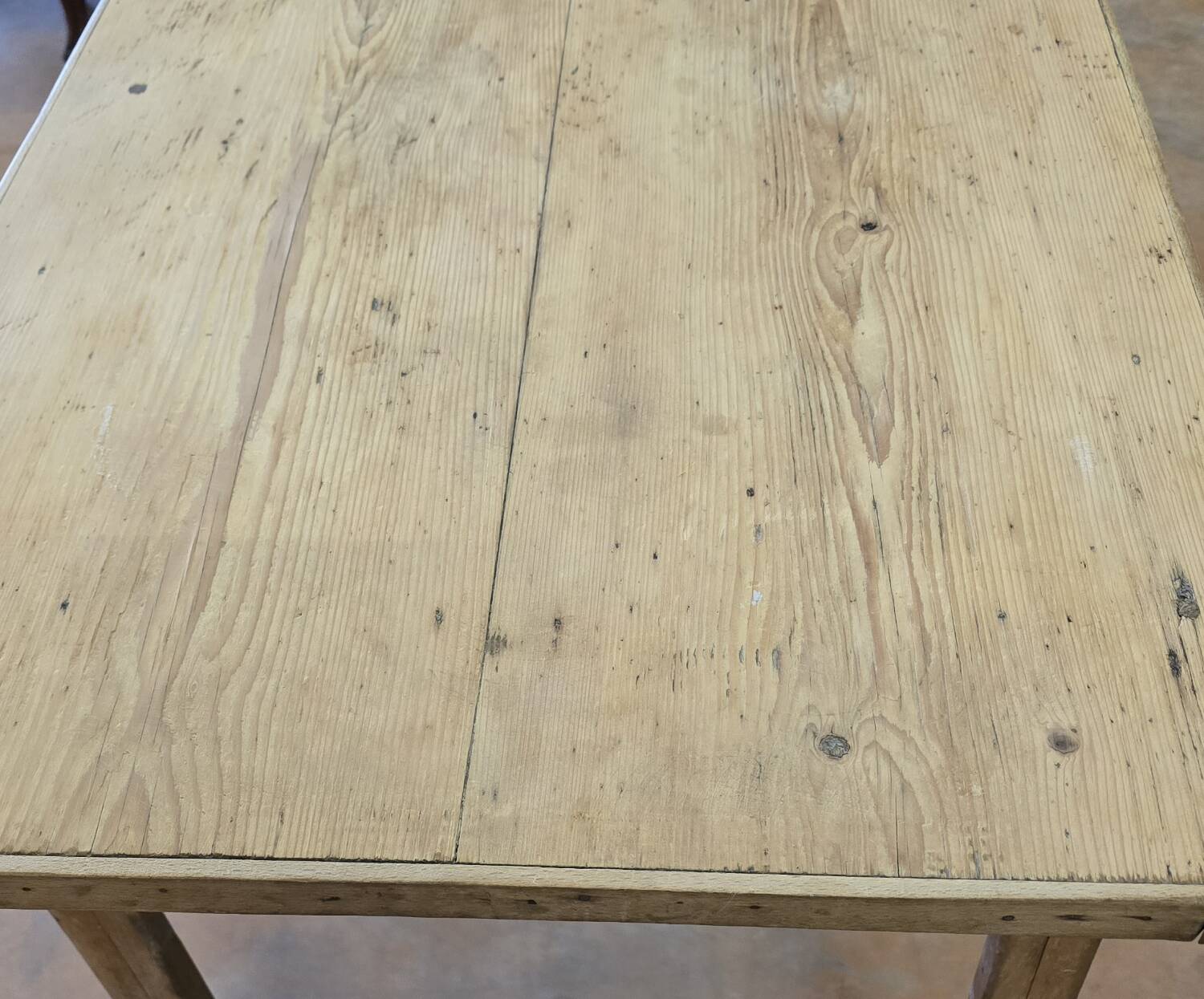 Antique wooden farmhouse table with drawer – 19th / early 20th century