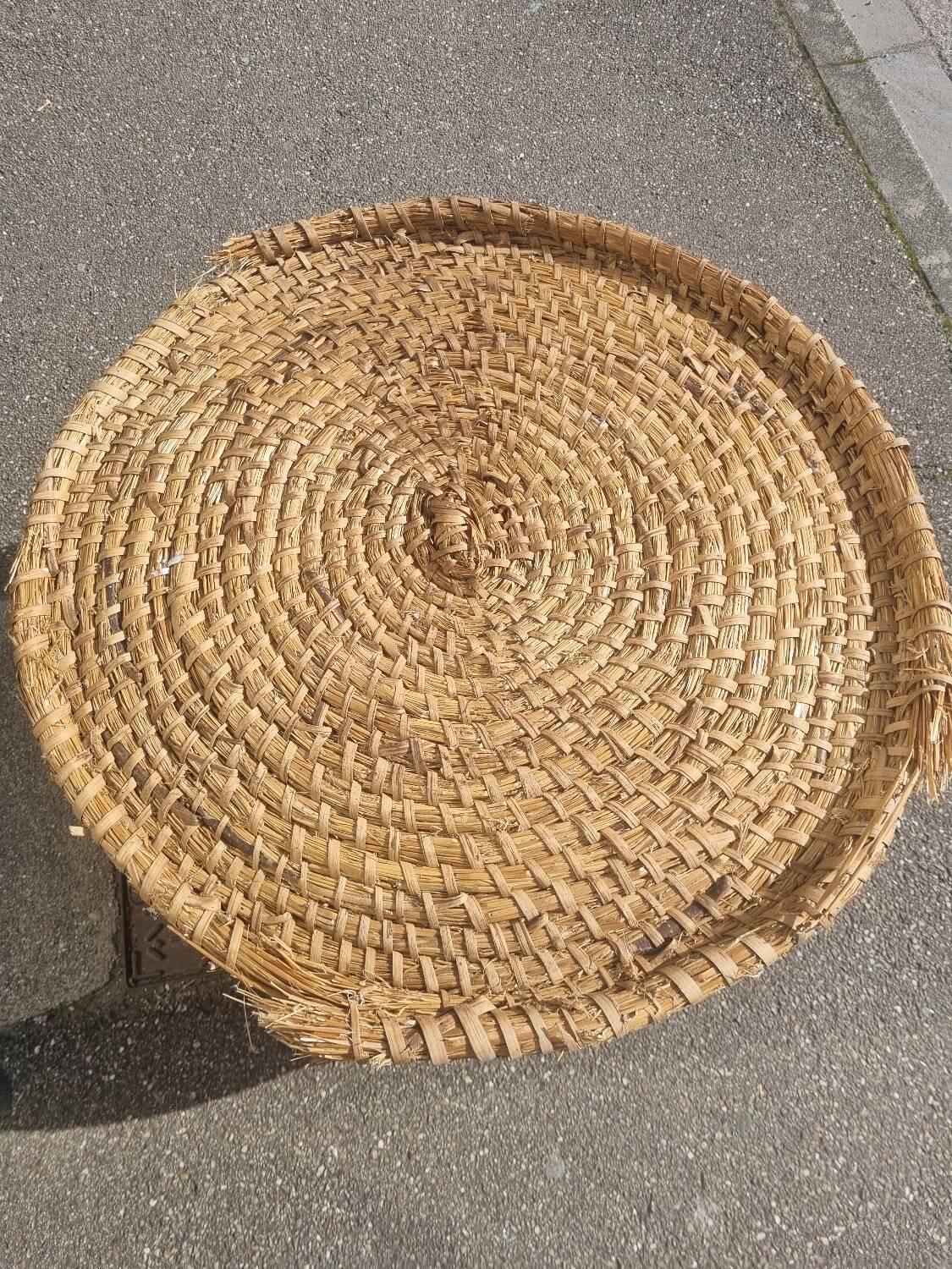 Vintage rattan grain basket