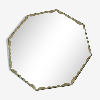 Old octagonal beveled mirror 24x24cm