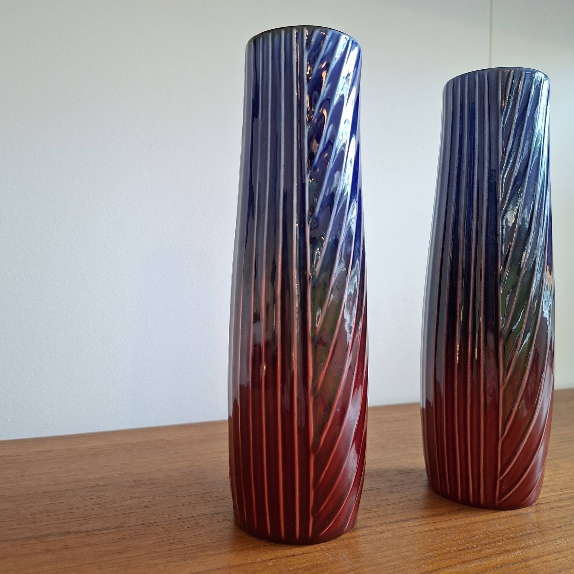 2 vases by Carl-Harry Stålhane, Rörstrand studio, Sweden, 1960s.