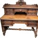 Desk with tiered secret drawer in solid oak Louis XIII