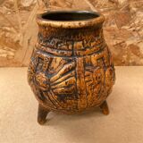 Antique jasba keramik lava pottery vase aztec decor 1970 vintage