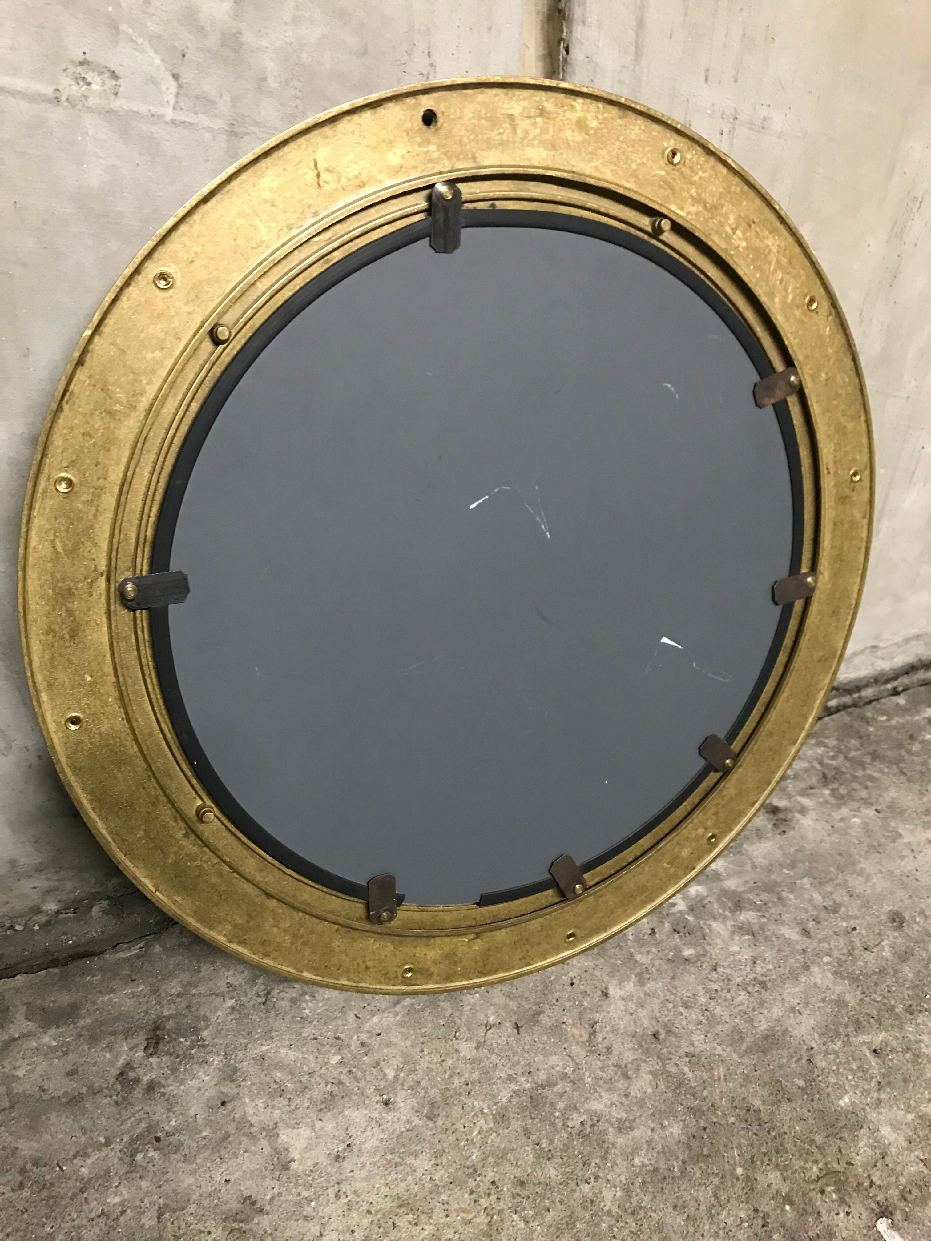 "Porthole" brass mirror 47cm