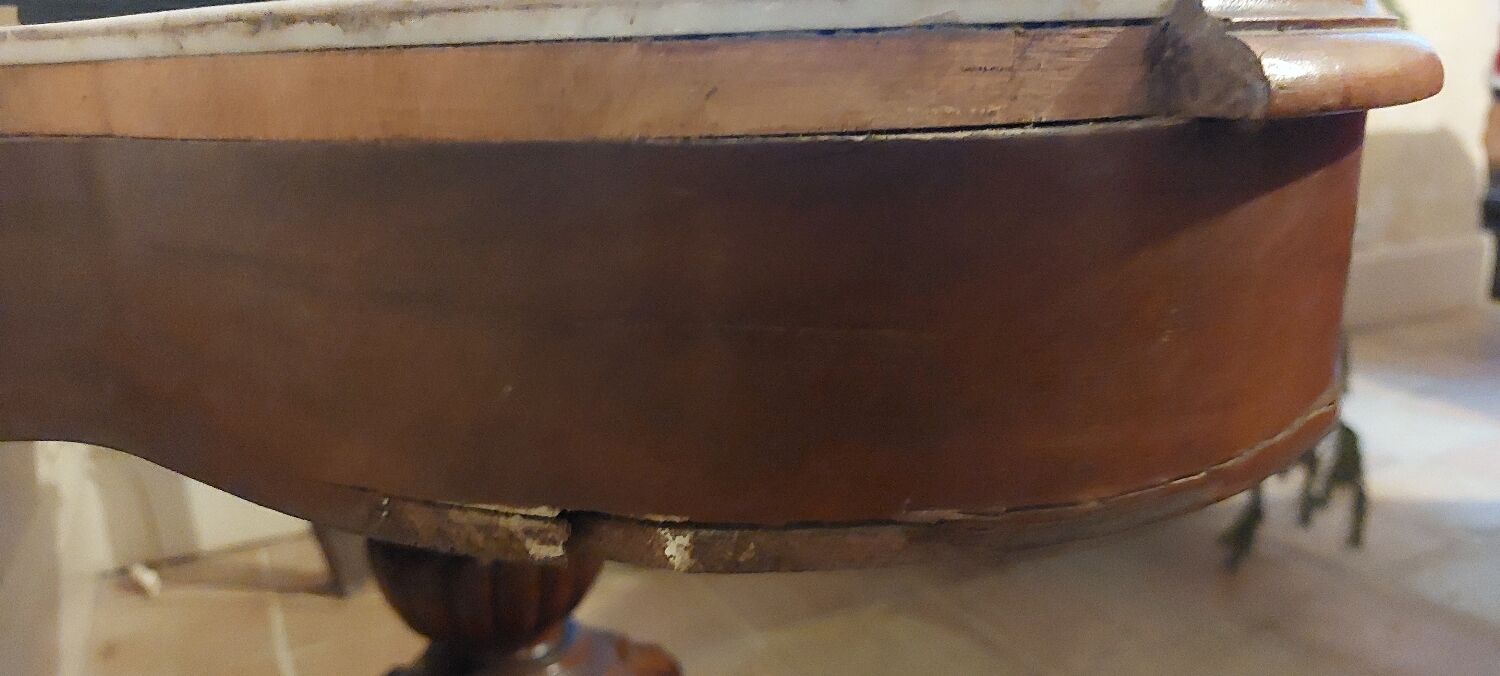 Console table in wood and marble