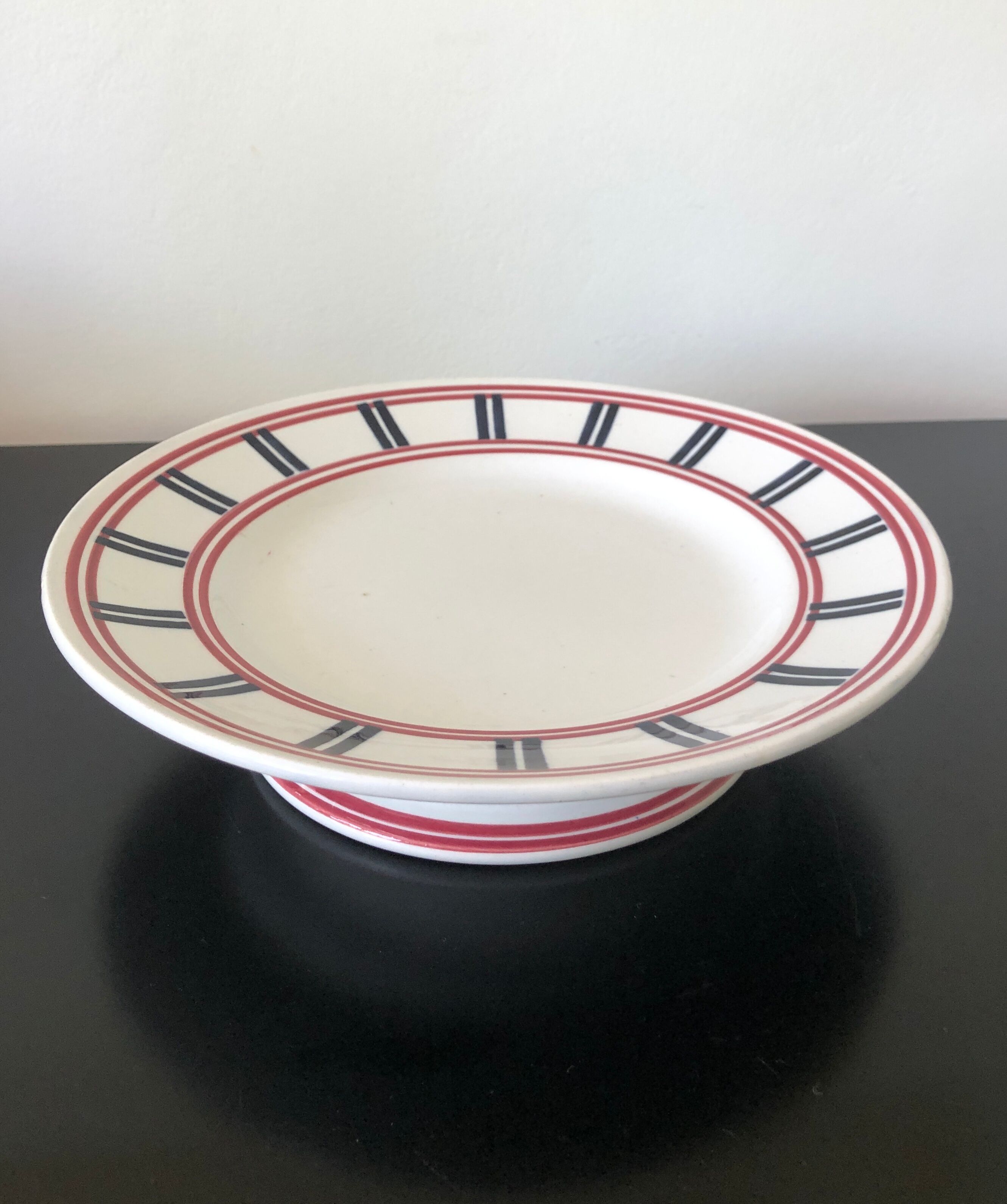 Compotier Basque porcelain red and blue