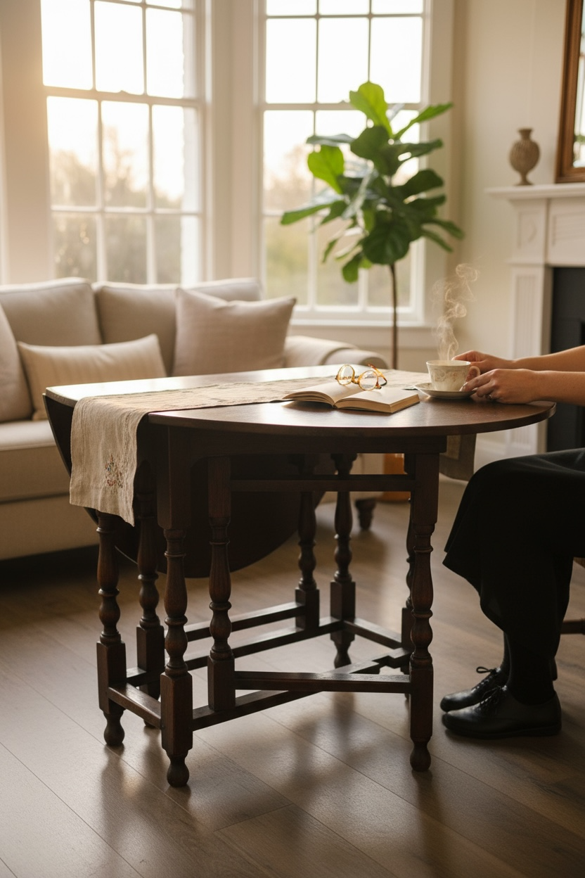 CC41 stamped steering wheel table – English furniture from the Second World War