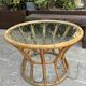 Table basse ronde en rotin et verre