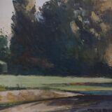 Old brick bridge in Normandy - Signed oil painting