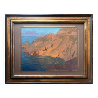 Painting by Edouard Pannetier (1884-1965) Mediterranean Marine