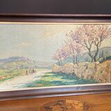 Landscape painting view of the village of Angles Gard Avignon Hurard 1887-1956