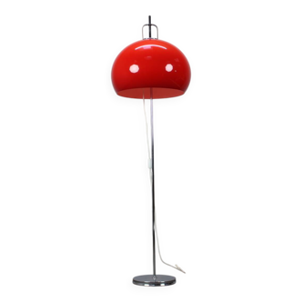 Guzzini Meblo Floor Lamp with Plastic Shade, Italy 1970s — Space Age Chrome