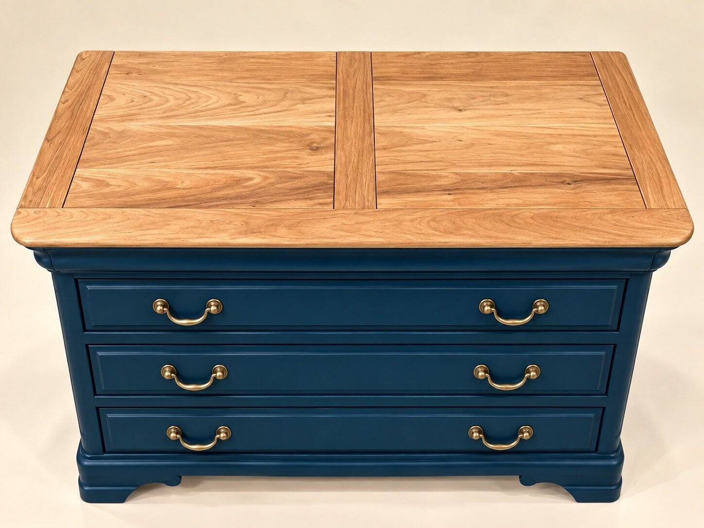 Commode with 3 drawers in Louis-Philippe style – Solid cherry wood – Versailles parquet top