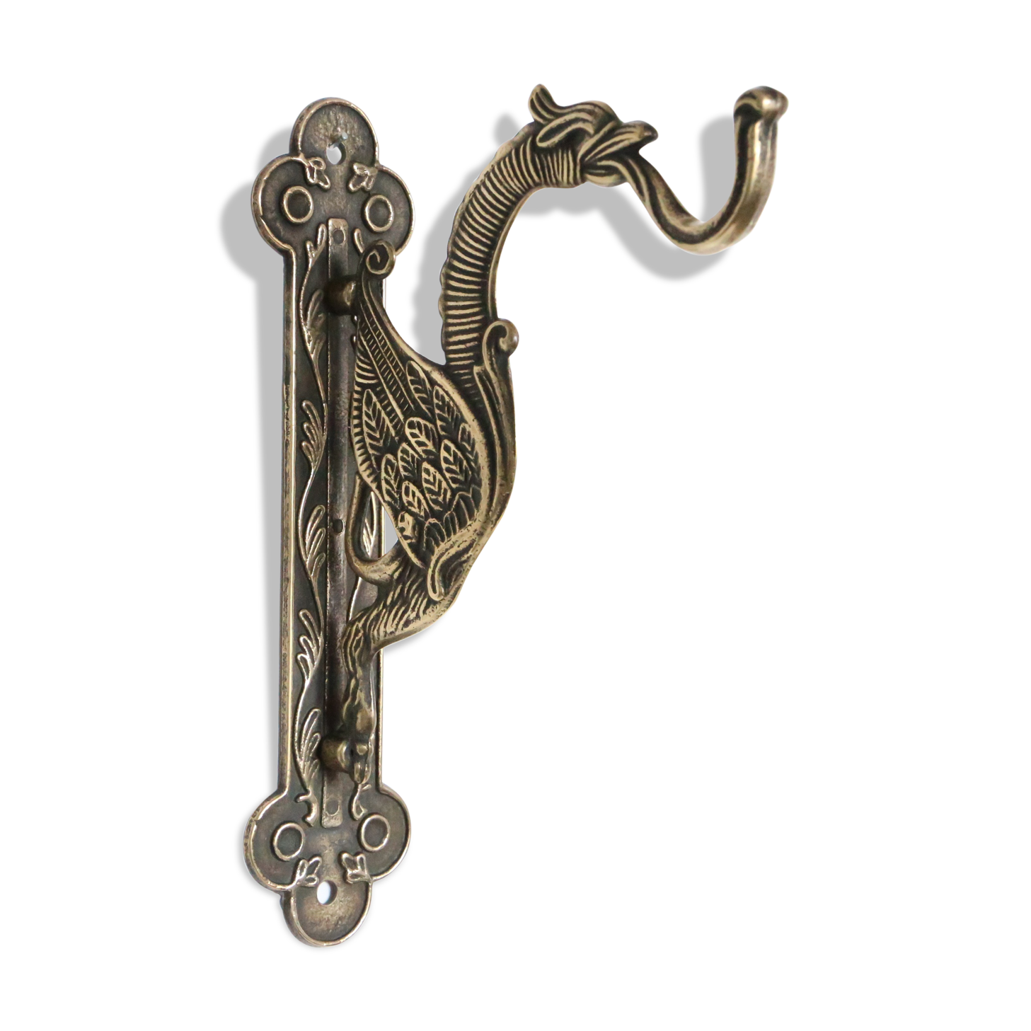 Gothic dragon rack, plant door or brass mantle holder