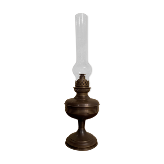 Brass oil lamp and glass