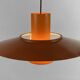 Pendant light "Falcon" two tone orange by Andreas Hansen for Fog & Mørup. Denmark 1960s.