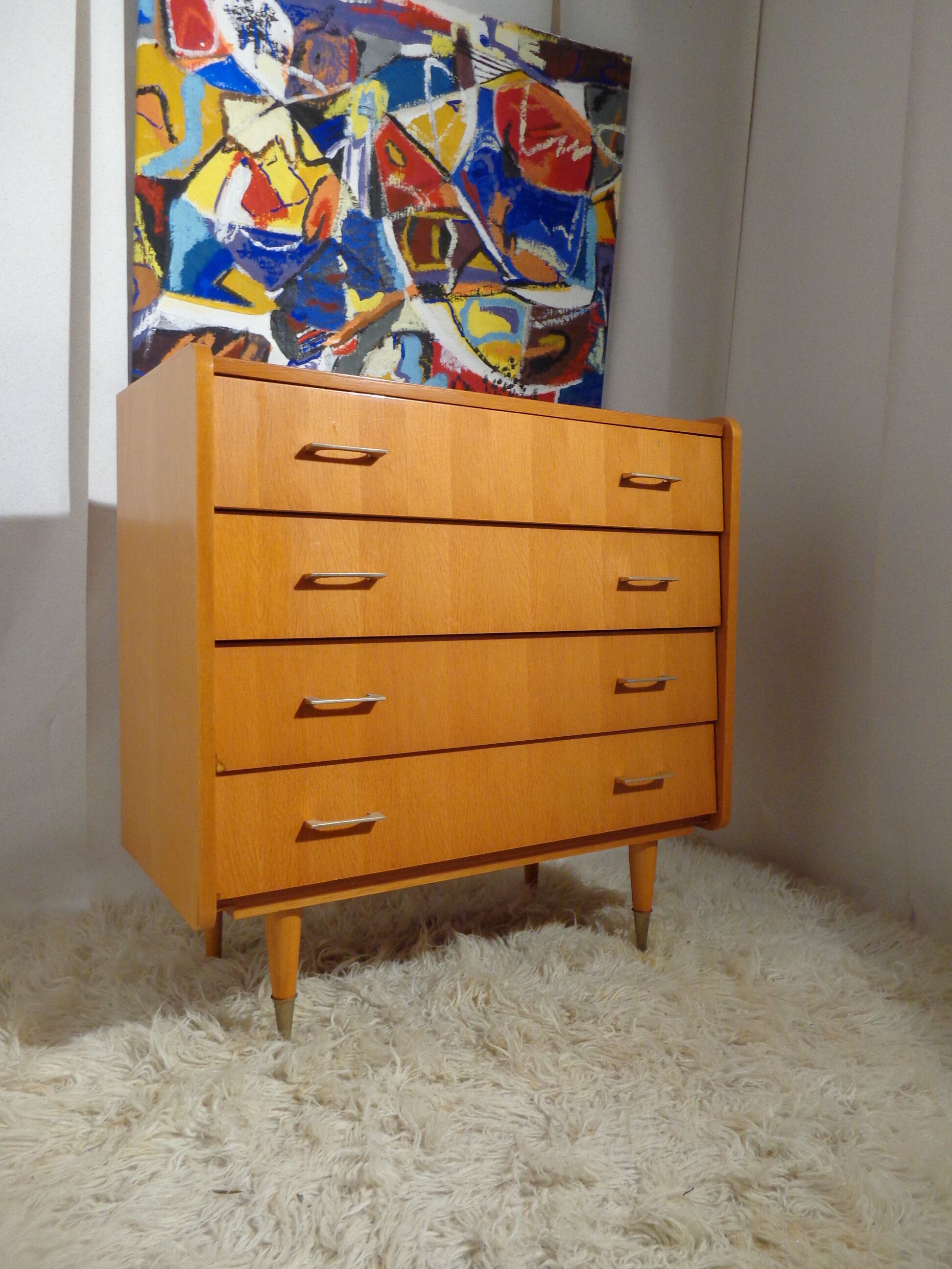 Vintage chest of drawers from the 60s in light wood