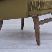 1970s, Danish lounge chair, original green furniture wool, oak wood.