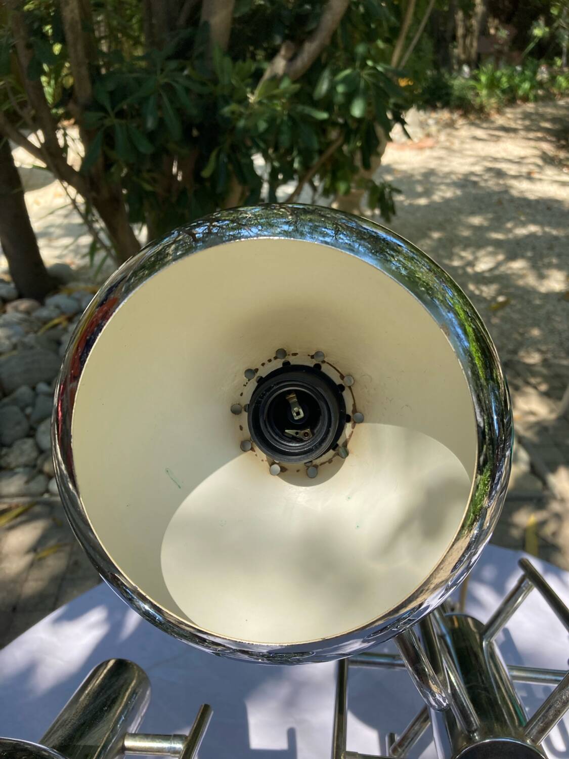 6-lamp vintage 70'S chrome pendant light