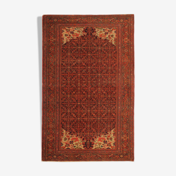 Handmade persian orange wool rug, oriental malayer rug- 127x203cm
