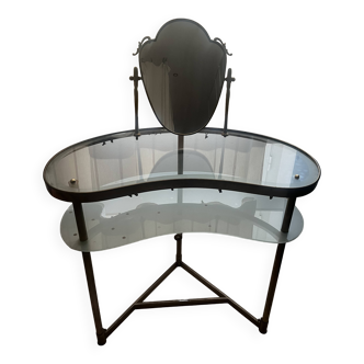 Italian dressing table attributed to Luigi Brusotti, 1950s, in brass and glass