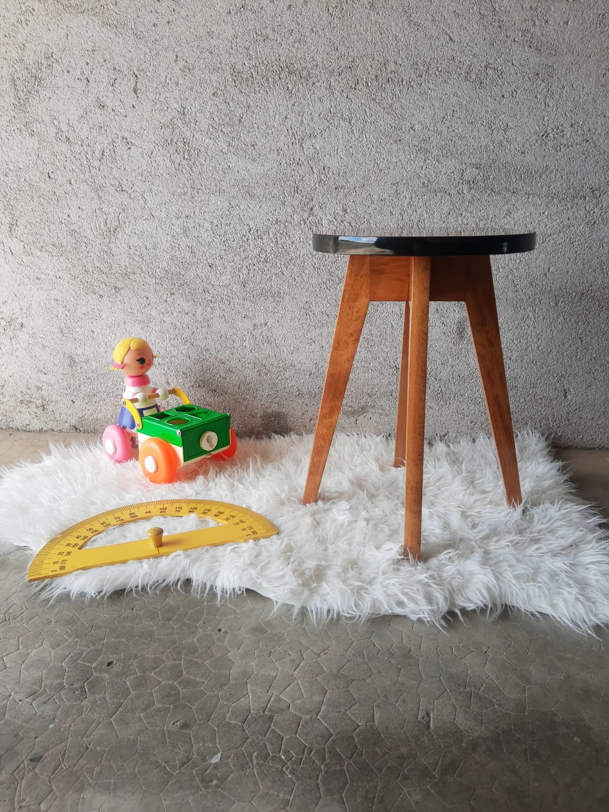 Round stool formica 50-60s vintage