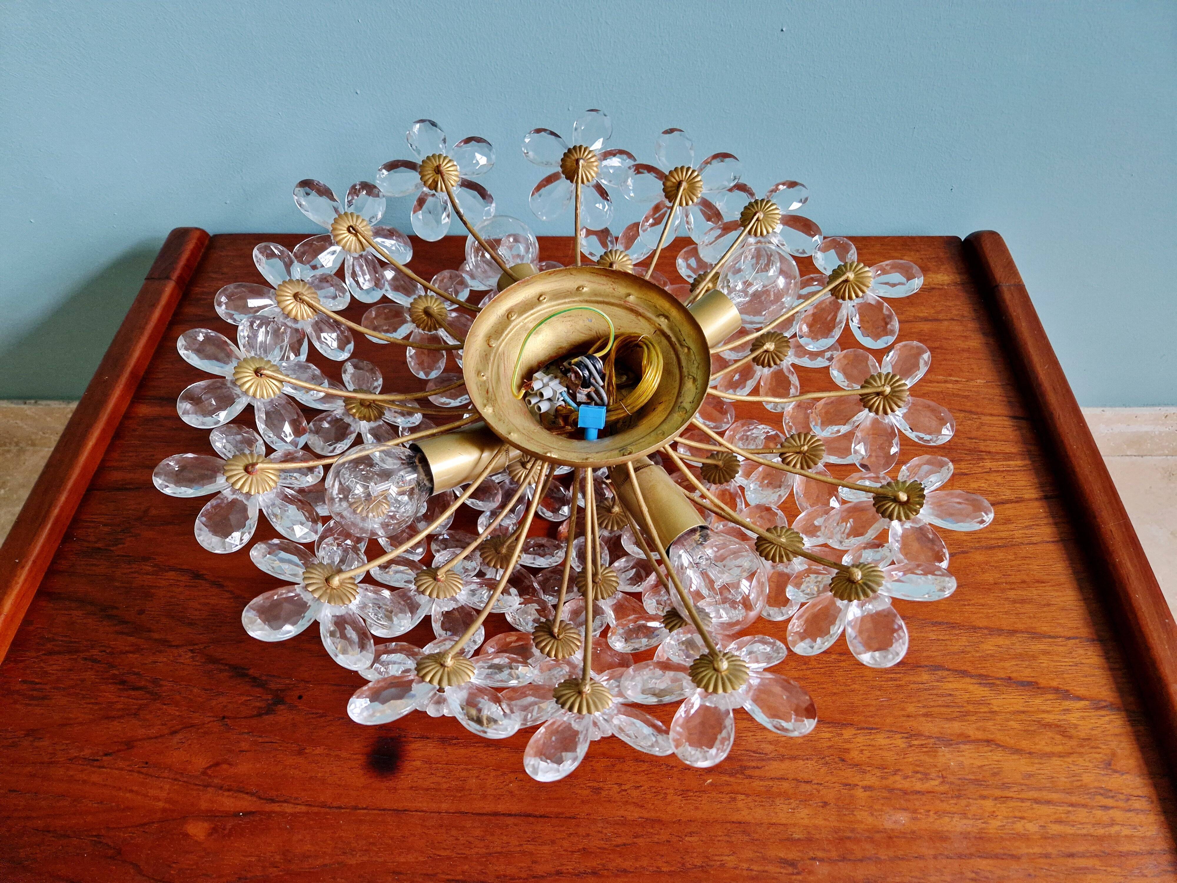 Italian ceiling light in Murano glass, 1970.