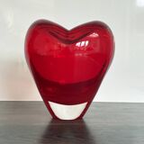 Heart-shaped Murano glass vase – Intense Ruby Red
