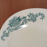Assiettes plate Longchamp Terre de feu service : Lutèce. couleur : bleu-vert