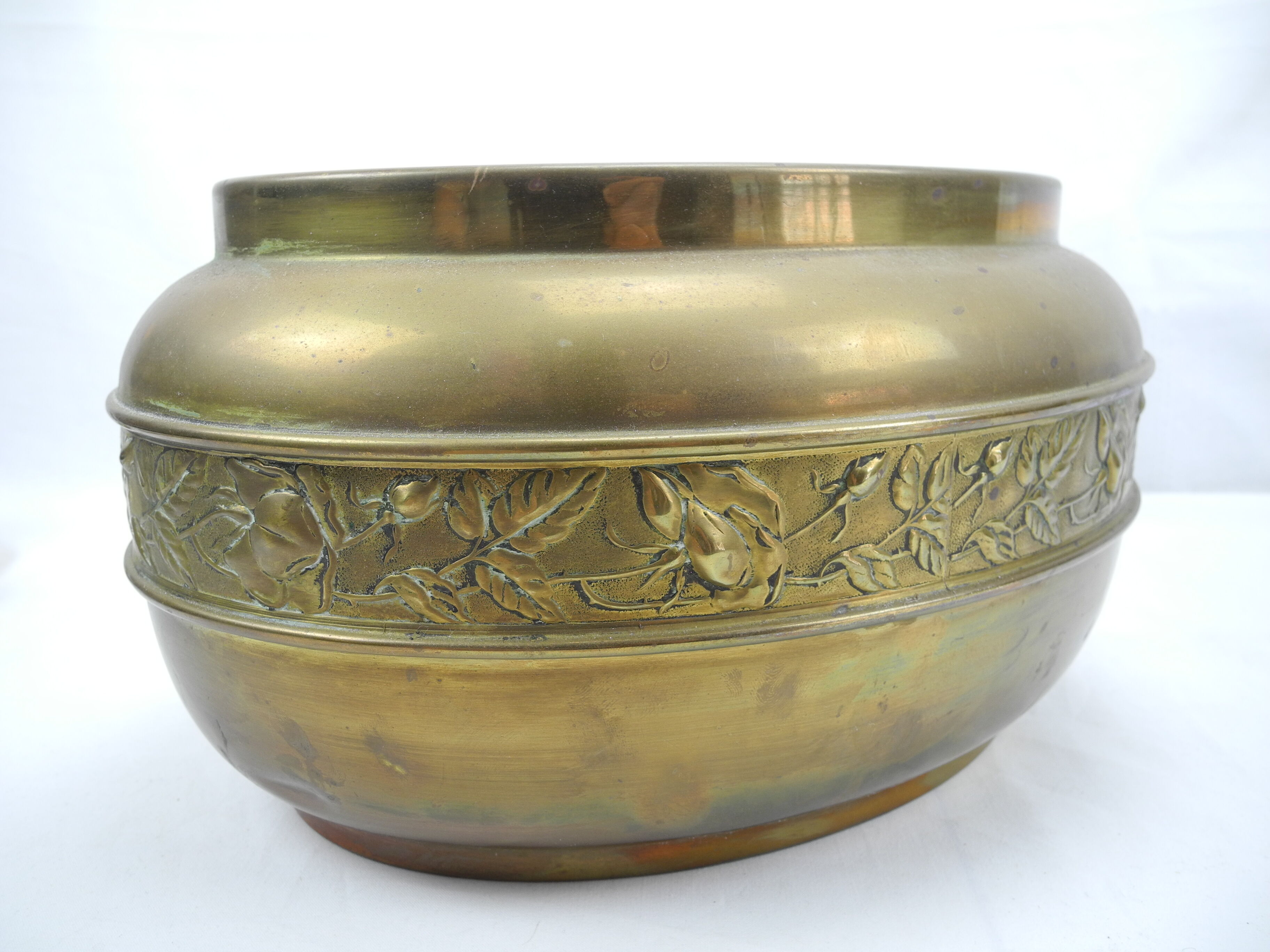 Old planter cache pot brass old brass plant flowers pot