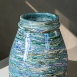 Artisanal vase, unique piece, mixed turquoise clay.